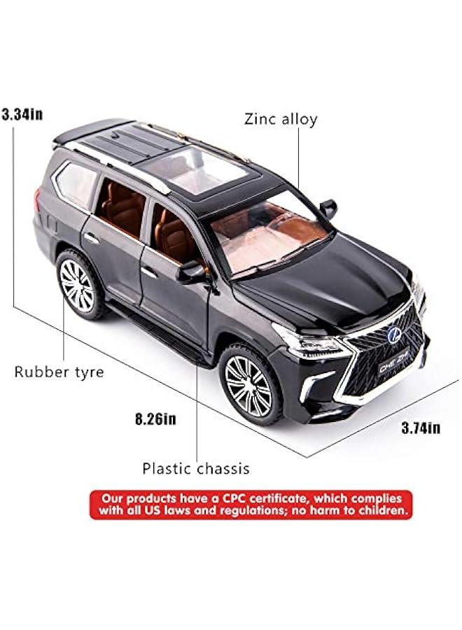 1/24 Lexus 570 Off-Road in Luxury SUV Model Car, Zinc Alloy Pull Back Big Toy car with Sound and Light for Kids Boy Girl Gift (Black) - Image 5